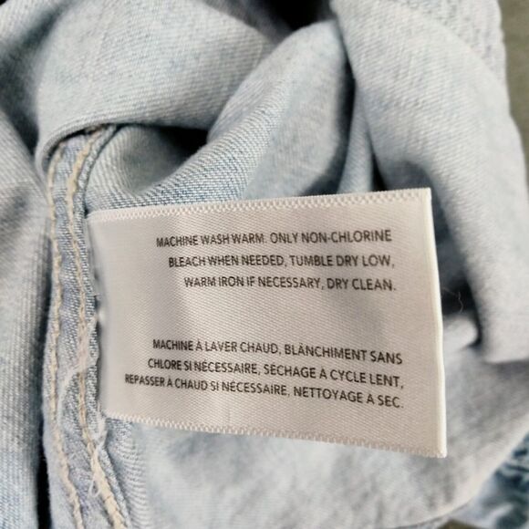 Adriano Goldschmied Denim Shirt Youth Boys Small Blue Distressed Button Up AG - Picture 11 of 11